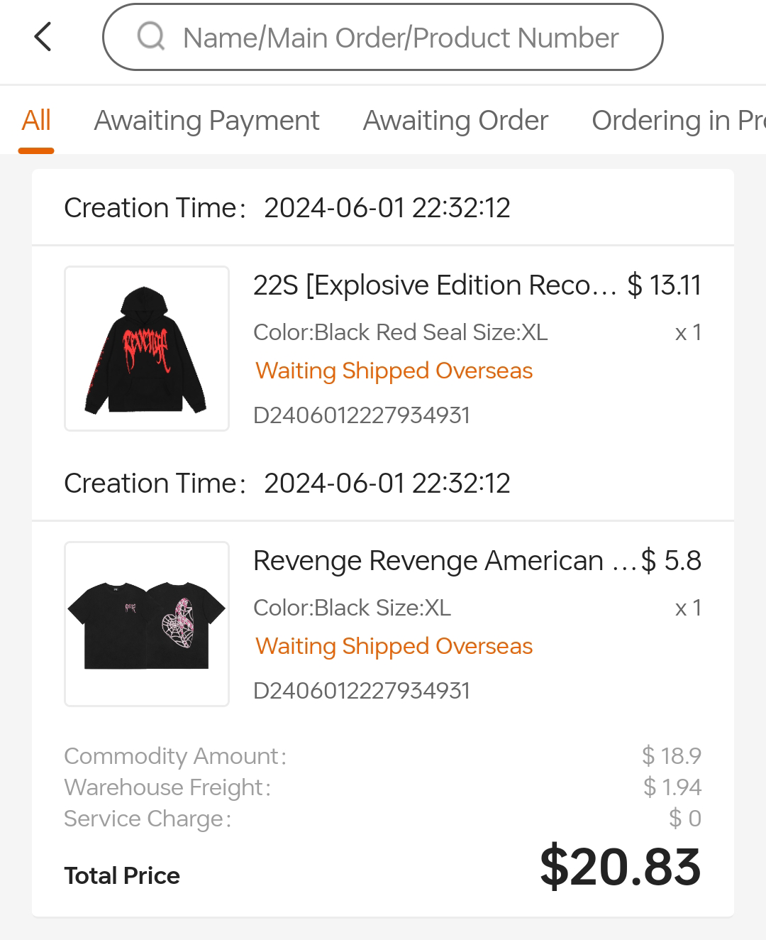 OOTDBuy order screen shared by the Reddit author during a Poland order